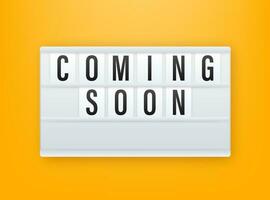 Lightbox label with coming soon. Megaphone banner. Web design. Vector stock illustration