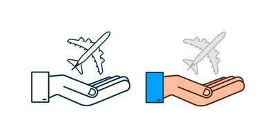 Airplane hand icon, great design for any purposes. Hand drawn paper airplane. Continuous line drawing. Vector icon.