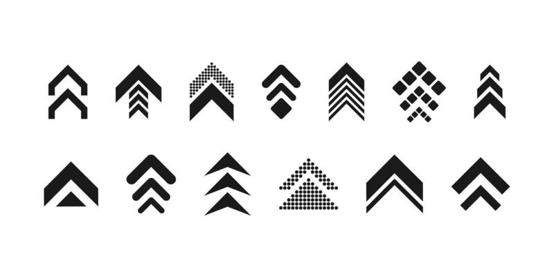 Arrows big black set icons. Arrow icon. Arrows for web design, mobile apps, interface and more. Vector stock illustration