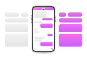 Chat Interface Application with Dialogue window. Clean Mobile UI Design Concept. Sms Messenger. Vector stock illustration