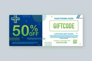 Promo code. Vector Gift Voucher with Coupon Code. Premium eGift Card Background for E commerce, Online Shopping. Marketing. Vector illustration