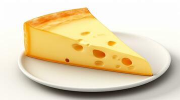 Photo of a large piece of cheese on a white plate. Generative AI