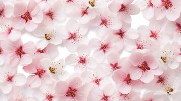 Cherry Blossom flower patterned background. Flower texture background. Generative AI photo