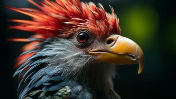 de cerca foto de un quetzal mirando ninguna dirección. generativo ai