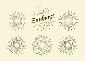 Sunburst set gold style isolated on background for logotype, emblem, logo, tag. Firework explosion, star. Vector stock illustration