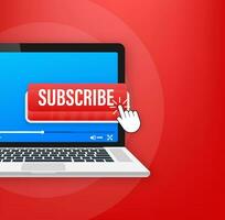 Subscribe button. Blogging, promotion. Social media concept. Streaming video Vector stock illustration