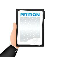 Petition form on laptop screen. Making choice, democracy. Public welfare support vector