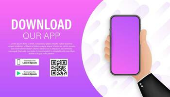 Download page of the mobile app. Empty screen smartphone for you app. Download app. Vector stock illustration.