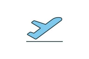 Takeoff icon. Airplane. icon related to departure, airport. suitable for web site design, app, user interfaces, printable etc. Flat line icon style. Simple vector design editable