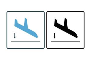 Landing icon. Airplane. icon related to airport. suitable for web site design, app, user interfaces, printable etc. Solid icon style. Simple vector design editable