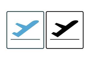 quitarse icono. avión. icono relacionado a partida, aeropuerto. adecuado para web sitio diseño, aplicación, usuario interfaces, imprimible etc. sólido icono estilo. sencillo vector diseño editable