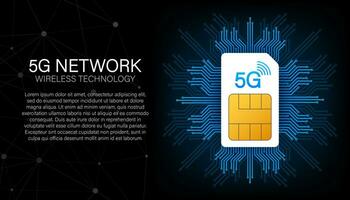 5G Sim Card. Mobile telecommunications technology symbol. Vector illustration.