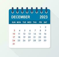 December 2023 Calendar Leaf. Calendar 2023 in flat style. Vector illustration