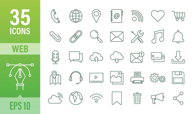Web icon set. Business. Email icon. Video chat. Vector stock illustration