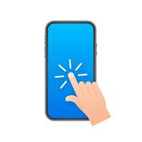 Click smartphone. Empty screen, phone mockup. Device mockup. Cursor icon vector. Hand pointer vector stock illustration