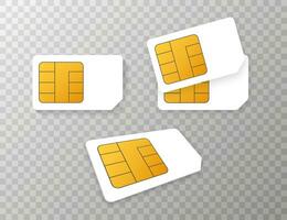 Vector Mobile Cellular Phone Sim Card Chip Isolated on Background.