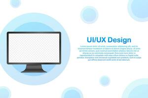 Device mockup banner. Computer UI UX design interface. Blank screen for media sale promotion. Vector stock illustration