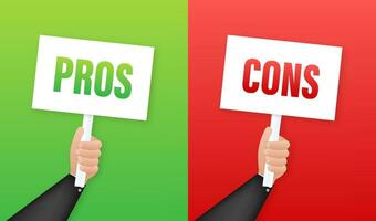 pros contras comparación, hacer decisión, óptimo soluciones correcto equivocado. vector valores ilustración