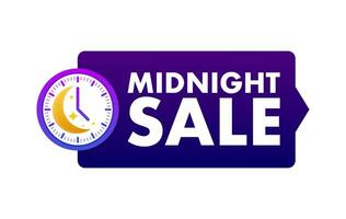 Midnight sale. Discount offer price tag. Vector stock illustration