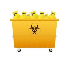 Trash container of biohazard waste, Radioactive waste on white background. Vector stock illustration