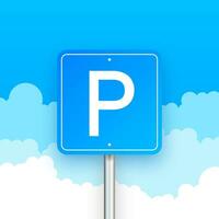 Parking sign, Parking zone. Street road sign. Car park icon. Vector stock illustration