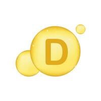 Vitamin D gold shining icon. Ascorbic acid. Vector illustration