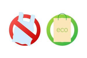 Say no to plastic bags poster. The campaign to reduce the use of plastic bags to put. Vector stock illustration