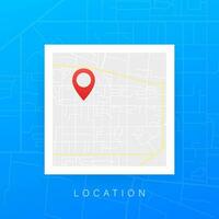 GPS navigator pointer on city map, from place to place. Vector stock illustration.