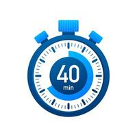 The 40 minutes, stopwatch vector icon. Stopwatch icon in flat style, timer on on color background. Vector illustration