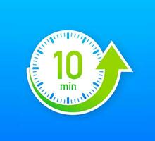 The 10 minutes, stopwatch vector icon. Stopwatch icon in flat style, timer on on color background. Vector illustration