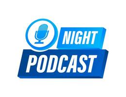 Night Podcast icon, vector symbol in flat isometric style isolated on color background. Vector stock illustration