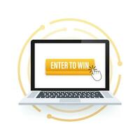 3d enter to win button for web background design. Click button isolated vector