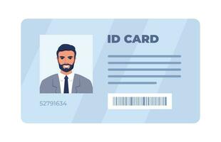 ID card. Personal info data. Identification document with person photo. User or profile card. Driver's license. Flat style. Vector illustration.