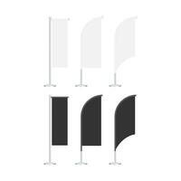 Beach Flag Stand Empty Template Mockup Set on a Grey. Vector stock illustration