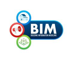 BIM   building information modeling. Software development. Industry construction. Vector illustration