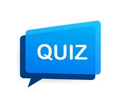 Quiz logo with clock, concept of questionnaire show sing, quiz button, question competition. Vector stock illustration