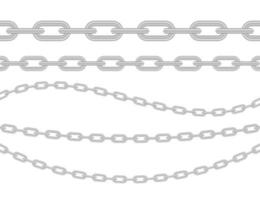 Metallic Chain. Block chain. Collection of seamless metal chains colored silver. Vector stock illustration