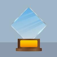 Glass award concept background. Golden trophy clipart. Vector template. Template for banner design. Winner certificate