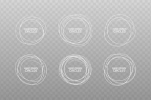 Set hand drawn ovals, felt tip pen circles. Rough vector frame elements. Vector stock illustration.