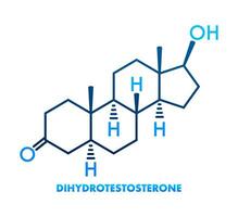 dihidrotestosterona dht, androstanolona, estanolona hormona molécula. esquelético fórmula vector ilustración