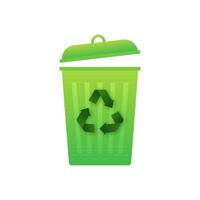 Recycled cycle arrows icon on trash. Vector stock illustration