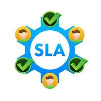 SLA   Service Level Agreement. Commitment between a service provider and a client. Vector stock illustration