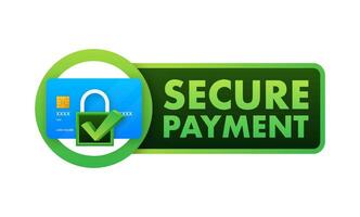 Secure payment. Credit card icon with shield. Secure transaction. Vector stock illustration