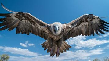 Photo of a Vulture under Blue Sky. Generative AI