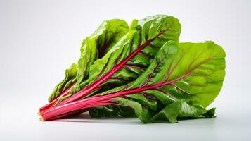 Photo of beautiful Swiss Chard flower isolated on white background. Generative AI