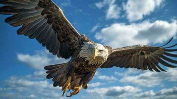 foto de un águila debajo azul cielo. generativo ai