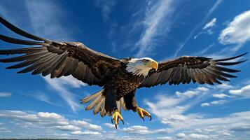 Photo of a Eagle under Blue Sky. Generative AI