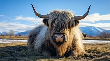 foto de un yak en el tierras de cultivo generativo ai