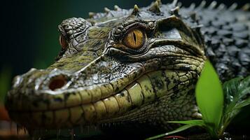 Close-up photo of a Nile Crocodile looking any direction on jungle. Generative AI