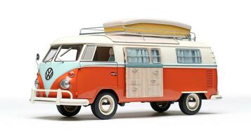 Displaying a 3D miniature Camper Van. Generative AI photo